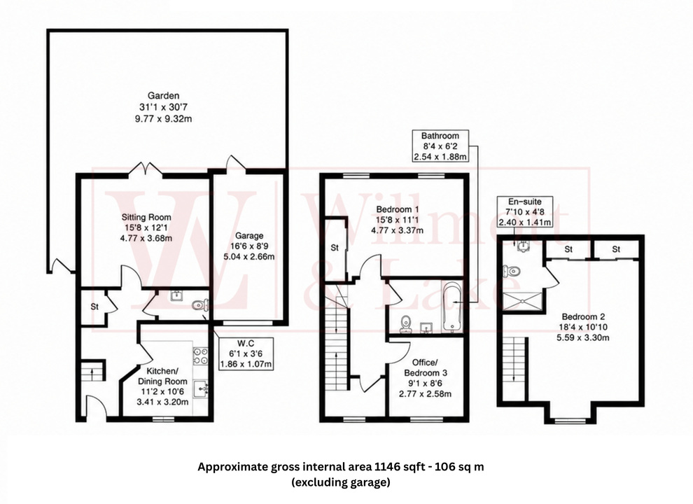 3 bed link detached house for sale in Boswell Street, Bishop's Stortford, Hertfordshire - Property floorplan