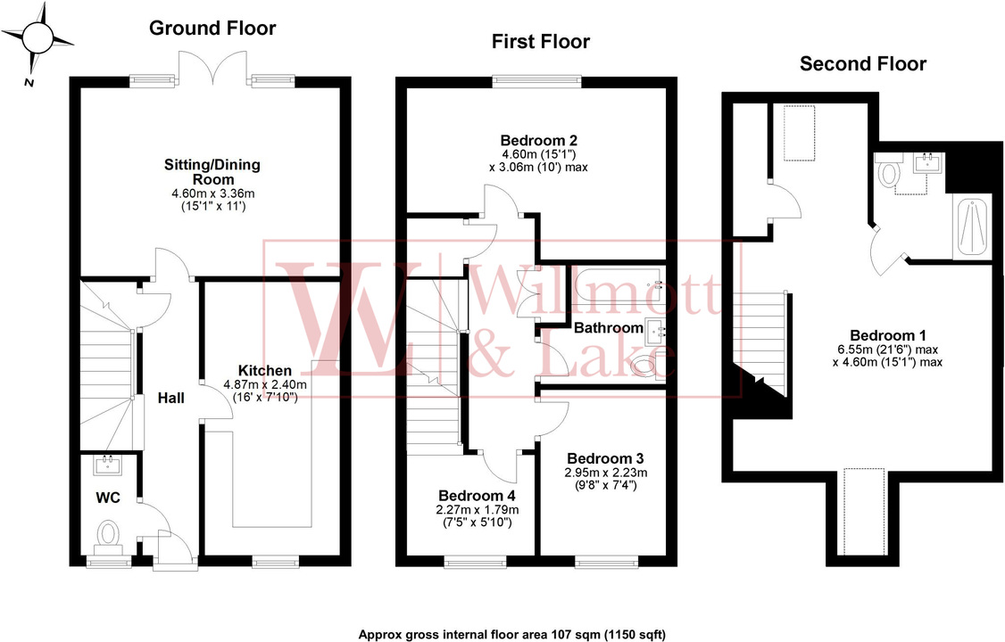 3 bed terraced house for sale in Newland Avenue, Bishop's Stortford, Hertfordshire - Property floorplan