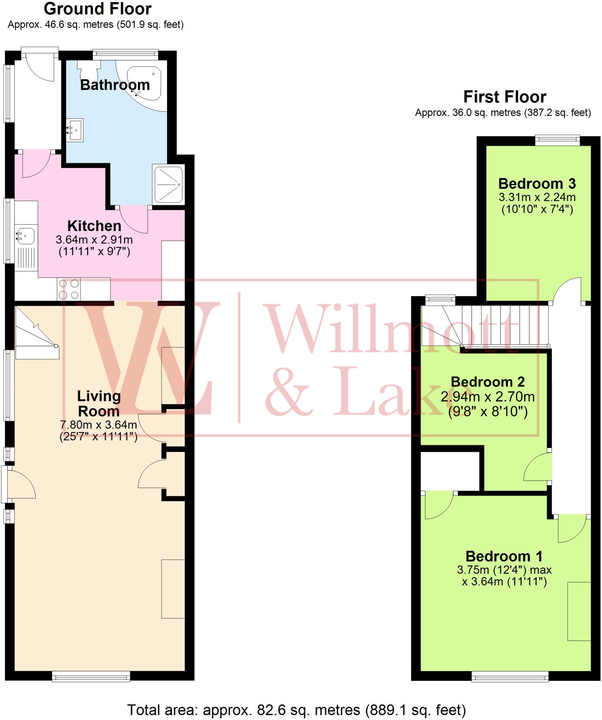 3 bed semi-detached house for sale in Mazoe Road, Bishop's Stortford, Hertfordshire - Property floorplan