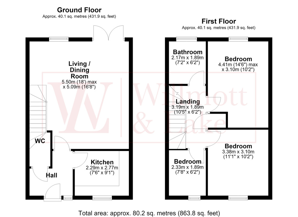 3 bed semi-detached house for sale in Carlton Way, Bishop's Stortford, Hertfordshire - Property floorplan
