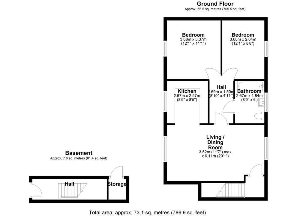 2 bed for sale in Hensman Close, Bishop's Stortford, Hertfordshire - Property floorplan