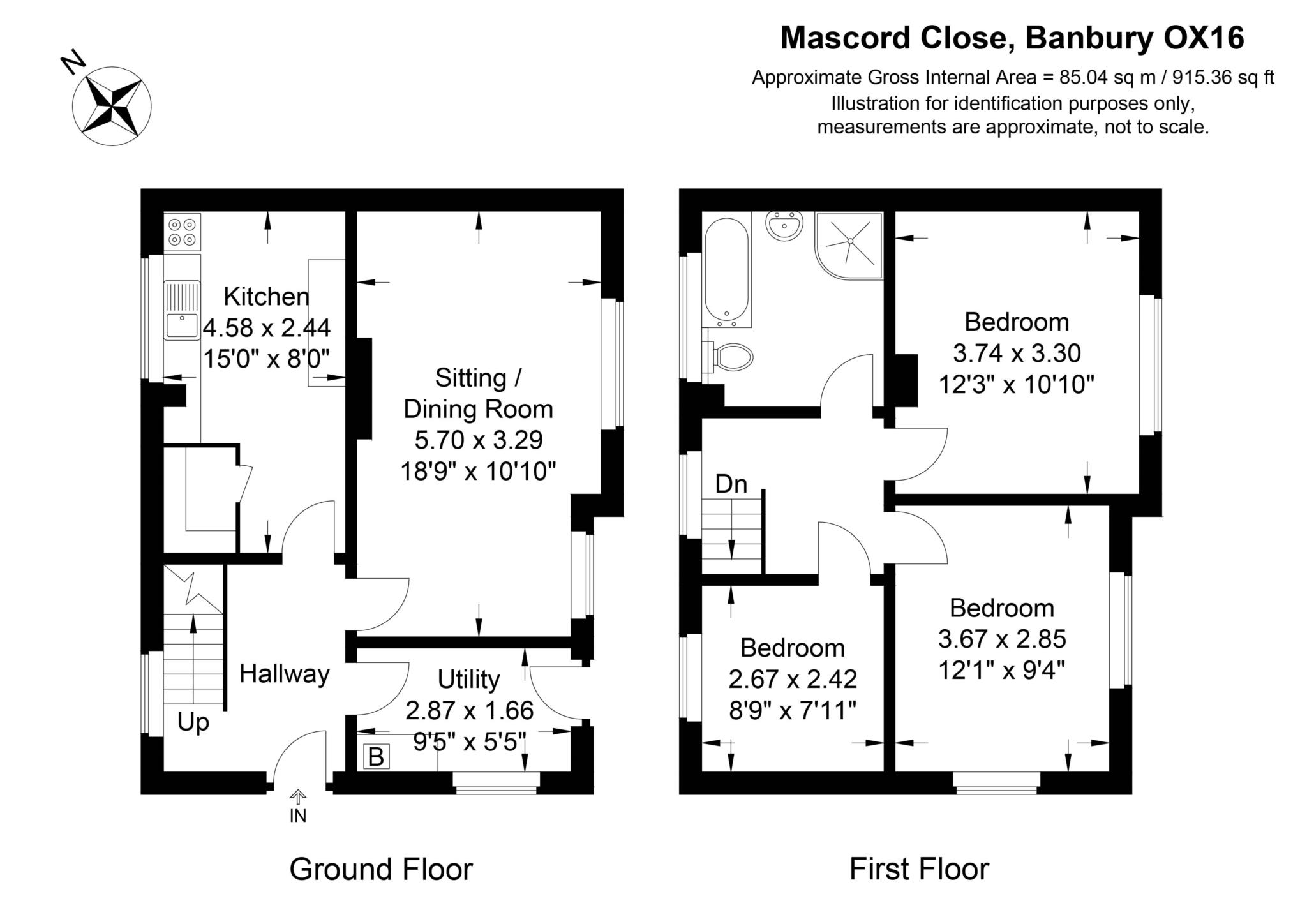 3 bed semi-detached house to rent in Mascord Close, Banbury, OX16 - Property floorplan