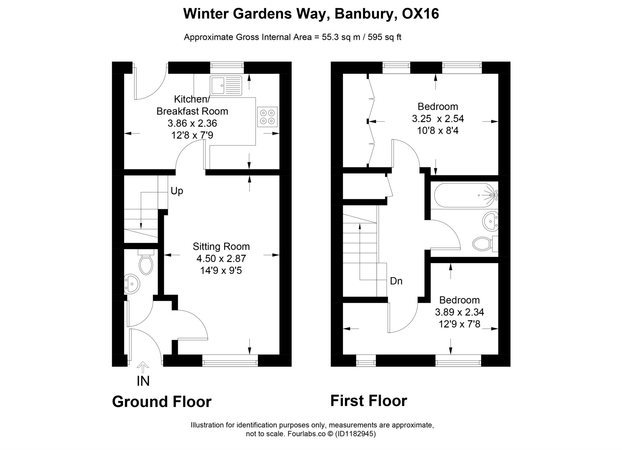 2 bed terraced house to rent in Winter Gardens Way, Banbury, OX16 - Property floorplan