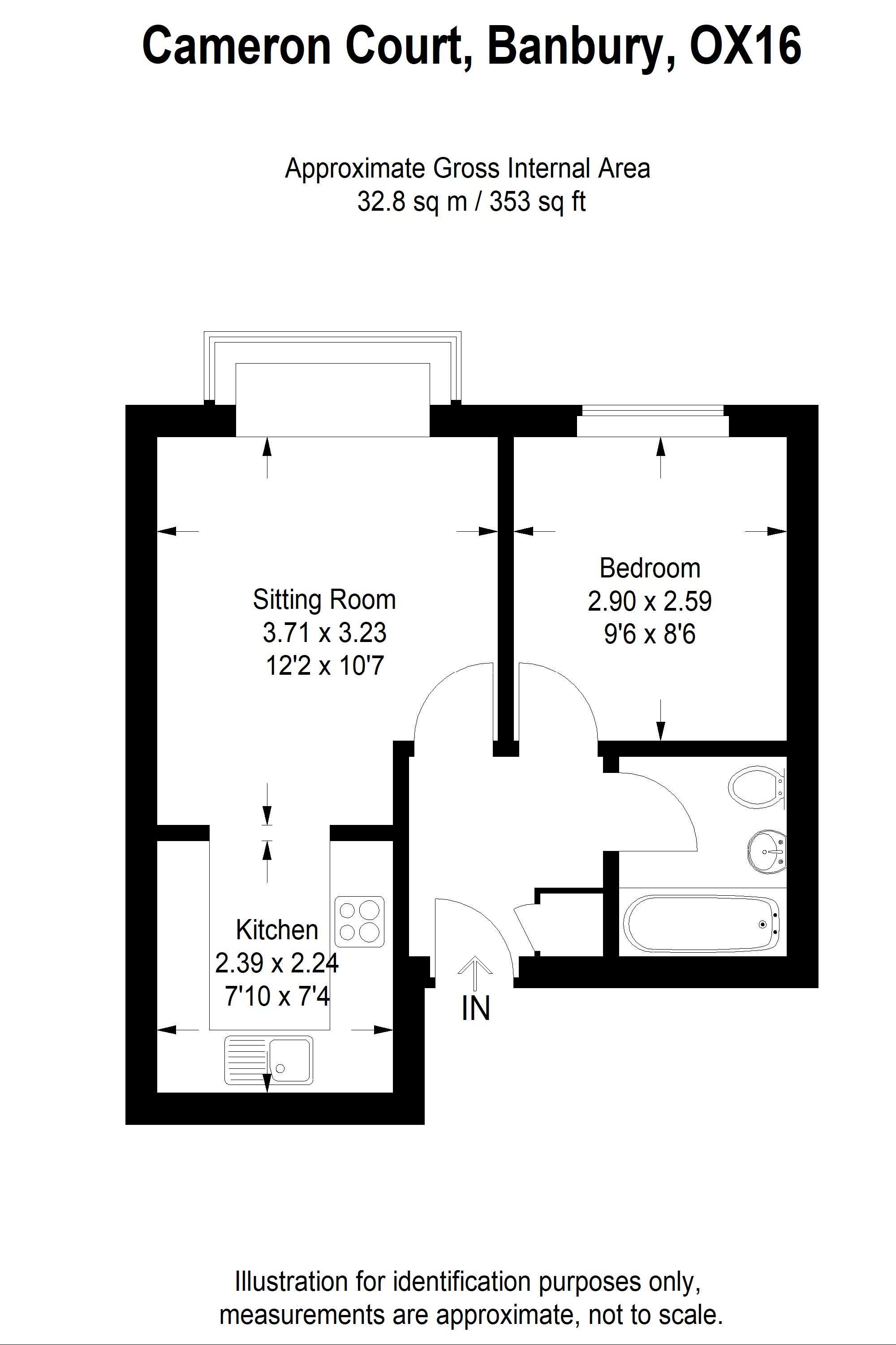 1 bed flat to rent in Cameron Court, Banbury, OX16 - Property floorplan