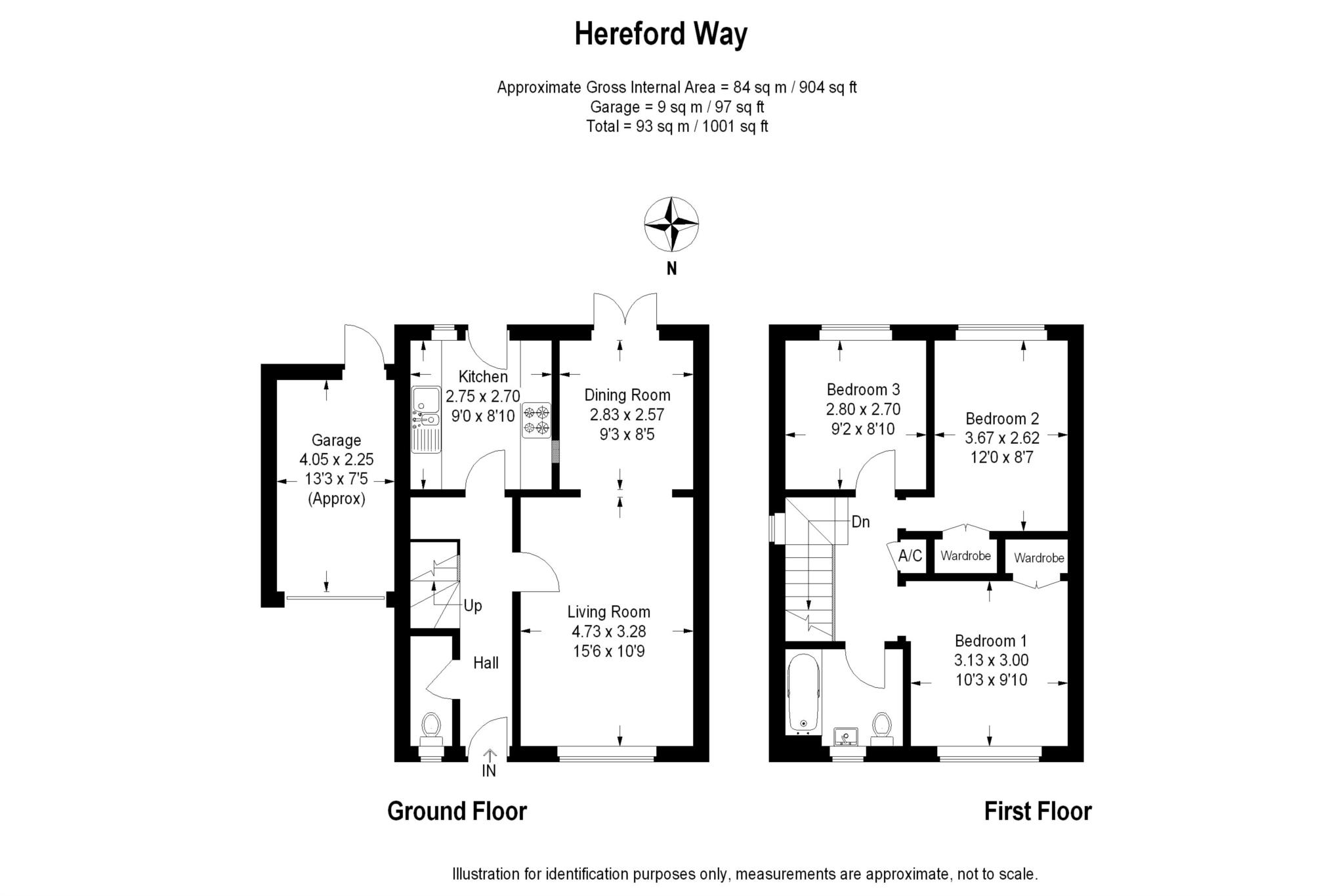 3 bed semi-detached house to rent in Hereford Way, Banbury, OX16 - Property floorplan