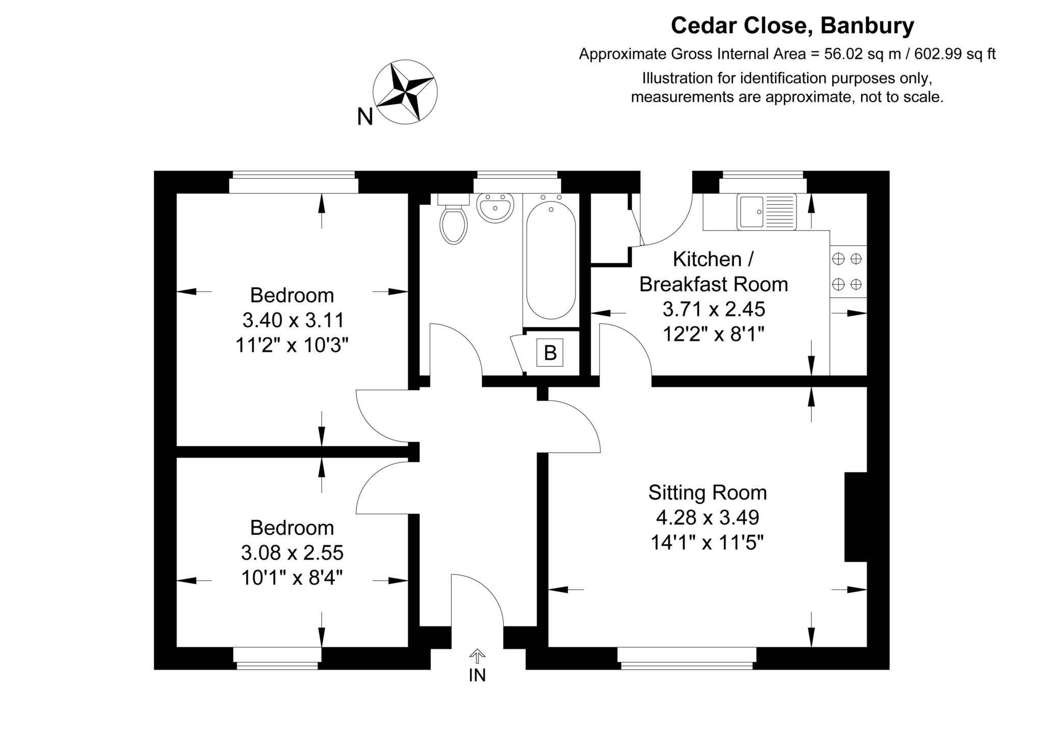 2 bed semi-detached bungalow to rent in Cedar Close, Banbury, OX16 - Property floorplan