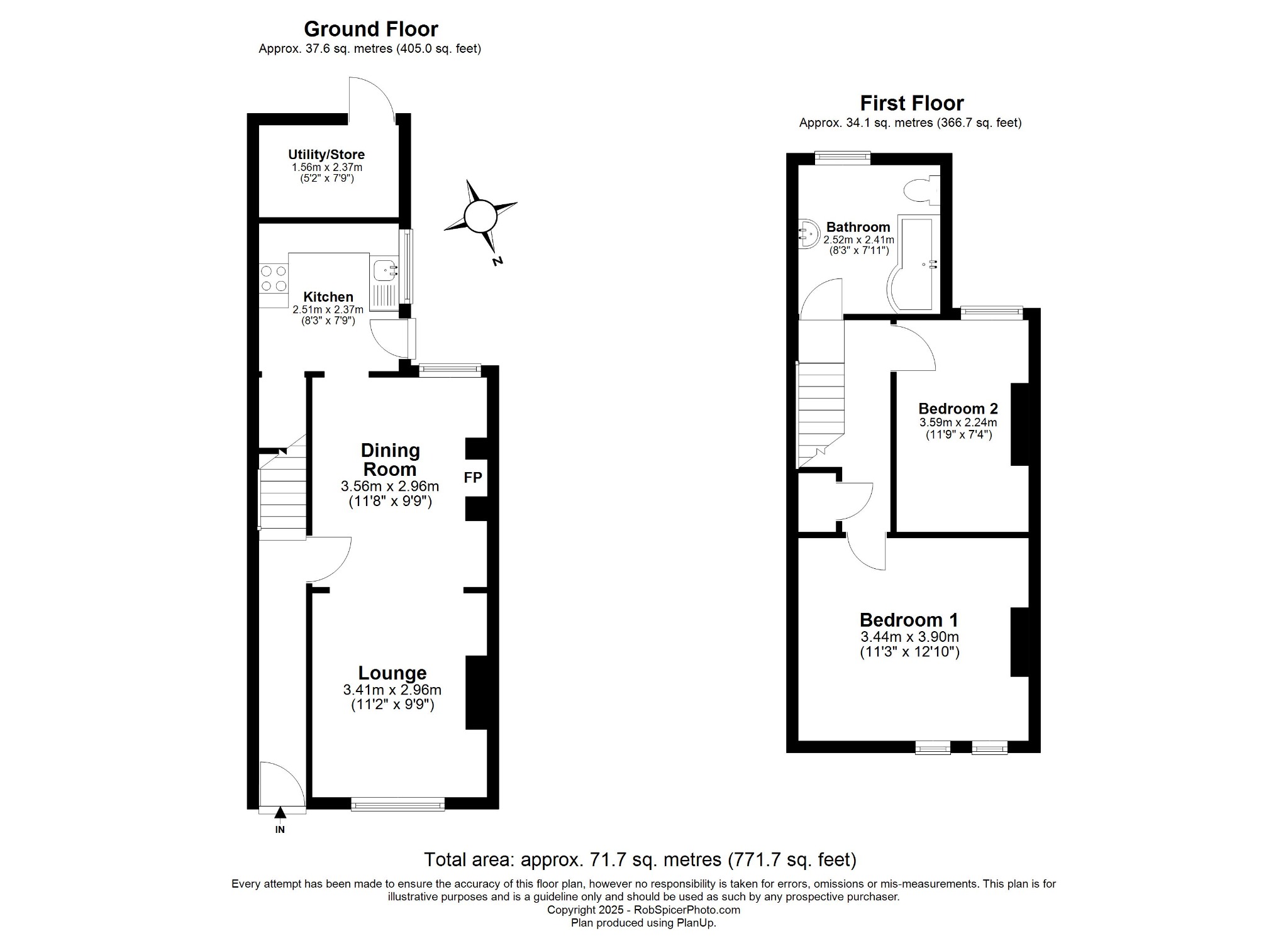 2 bed terraced house for sale in Sartoris Road, Rushden, NN10 9TL - Property floorplan