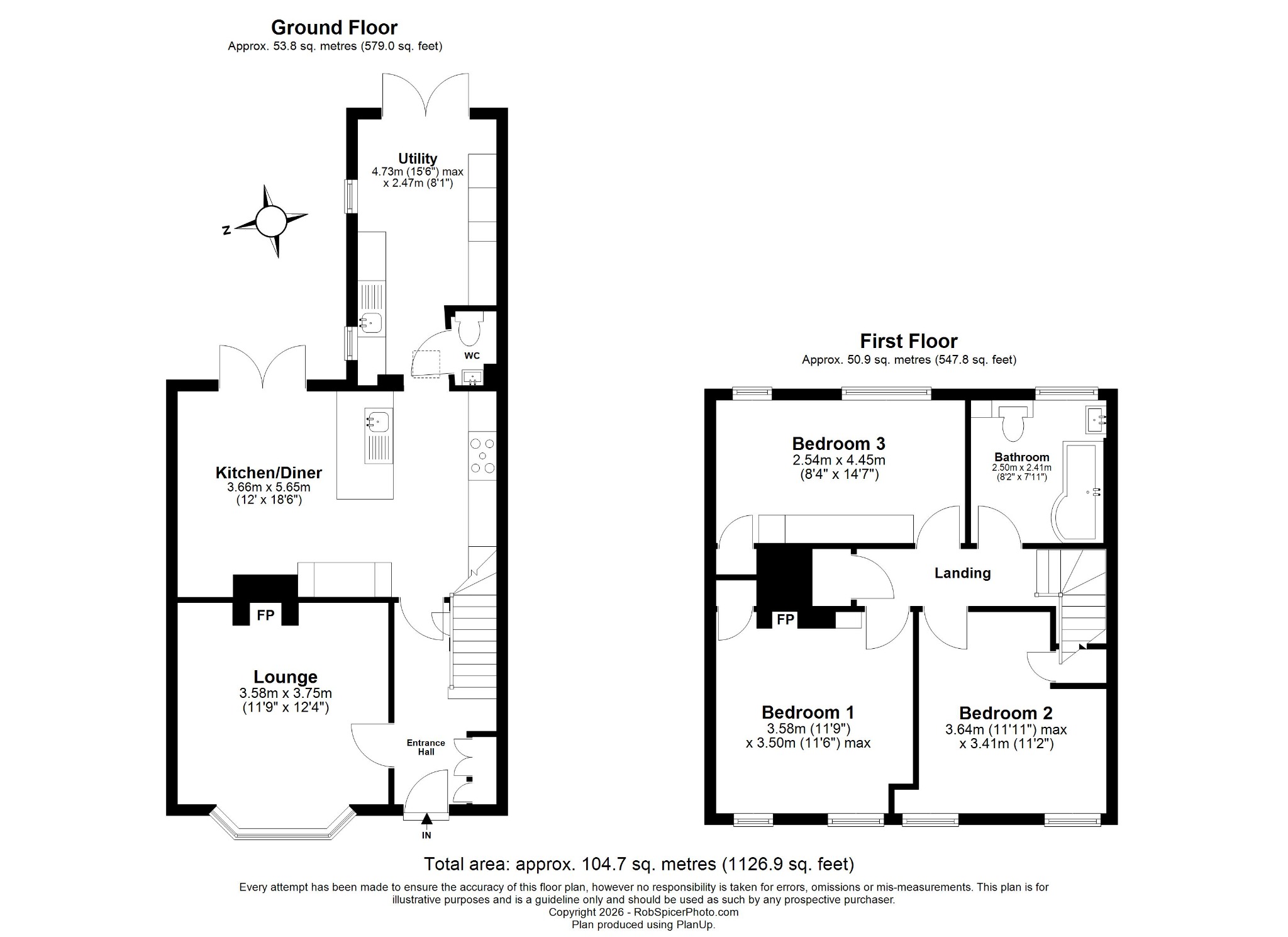 3 bed terraced house for sale in The Hedges, Rushden - Property floorplan