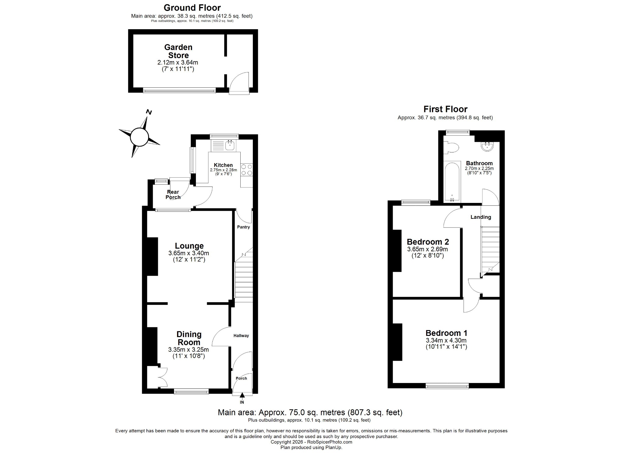 2 bed terraced house for sale in Regent Street, Kettering, NN16 8QH - Property floorplan
