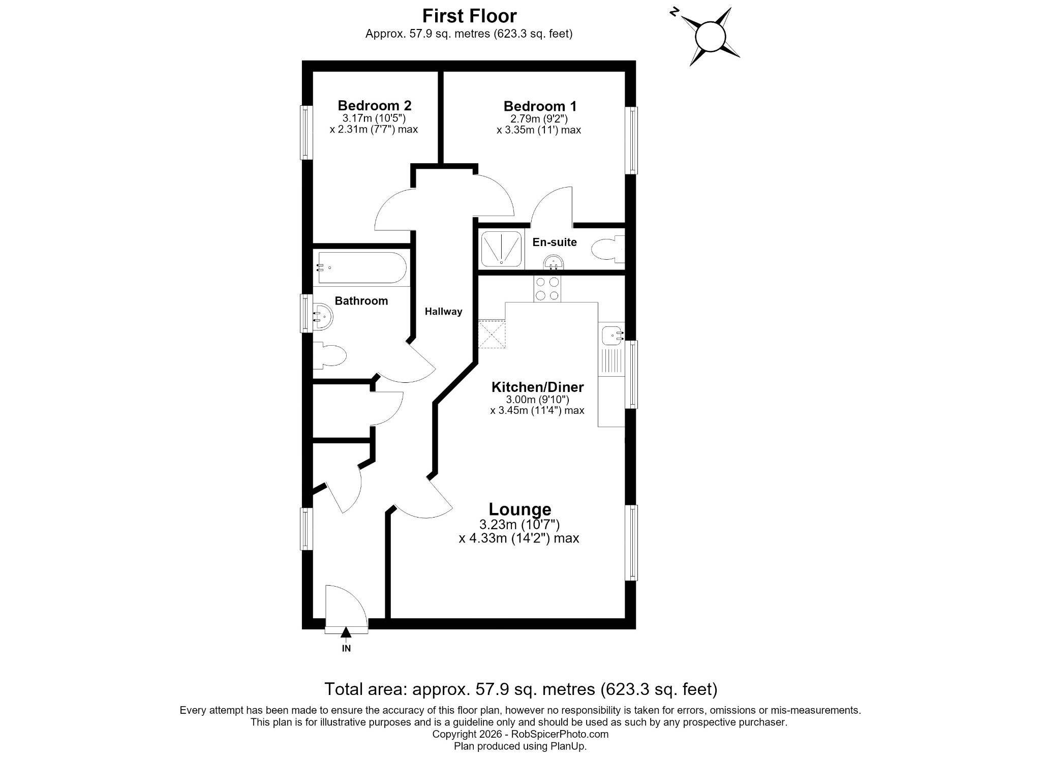 2 bed flat for sale in Regency Court, Rushden, NN10 6EY - Property floorplan