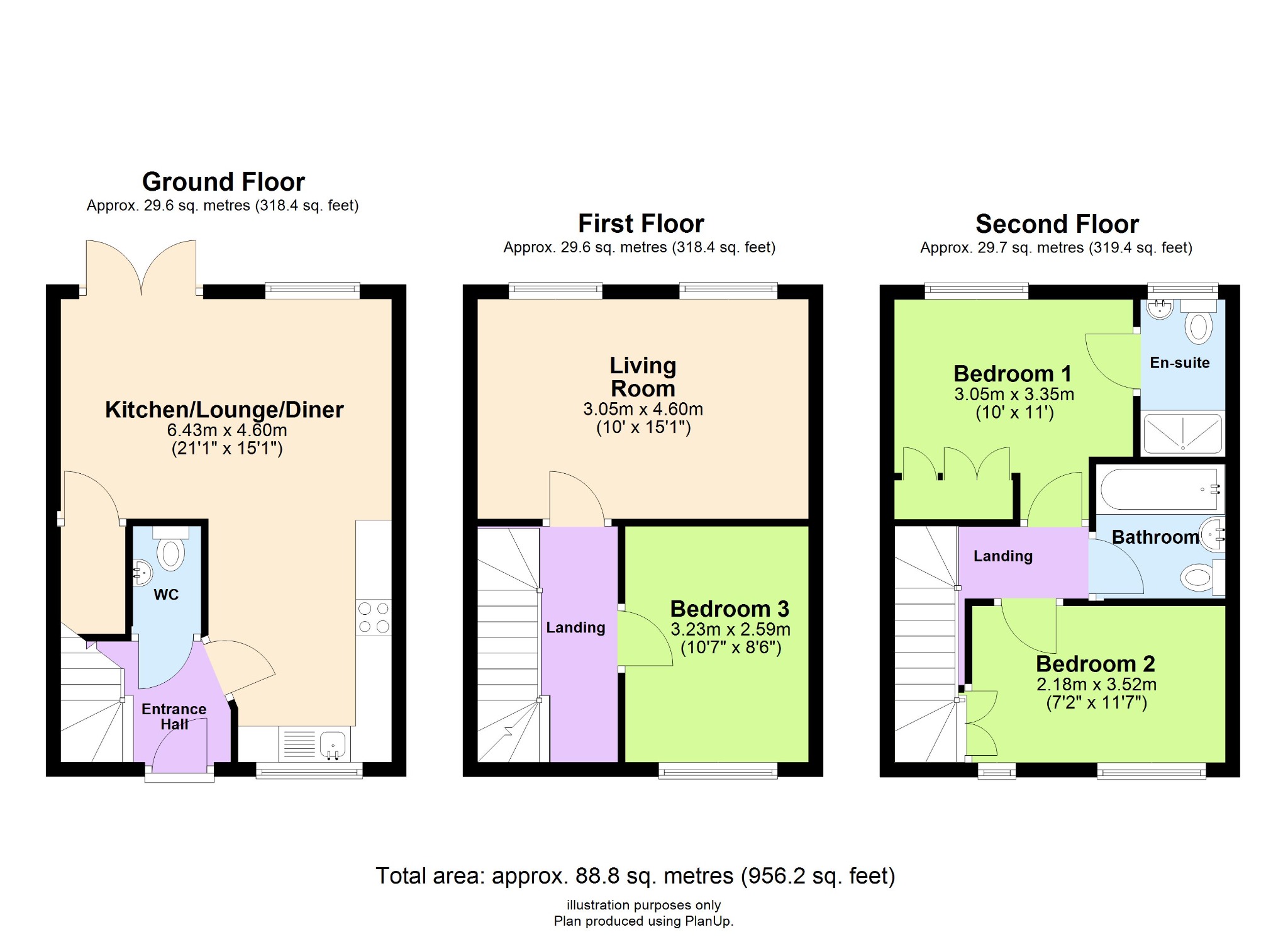 3 bed town house for sale in Wilnecote, Tamworth, Staffordshire, B77 - Property floorplan