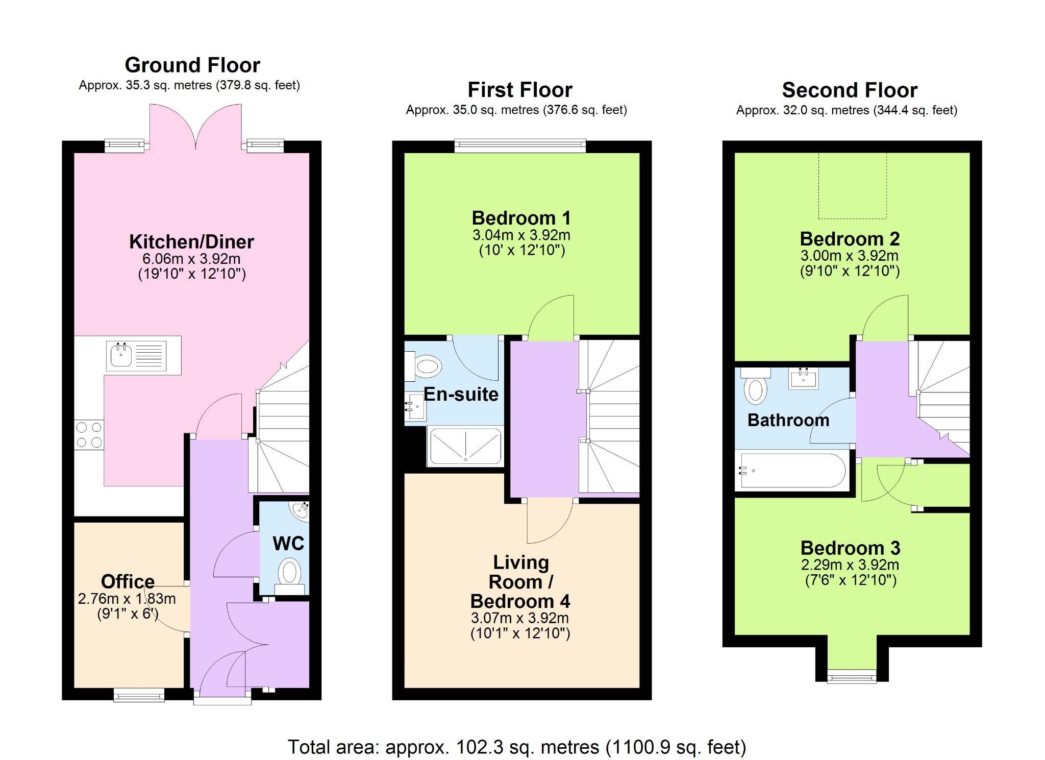 3 bed semi-detached house for sale in Wentworth Close, Tamworth, B78 - Property floorplan