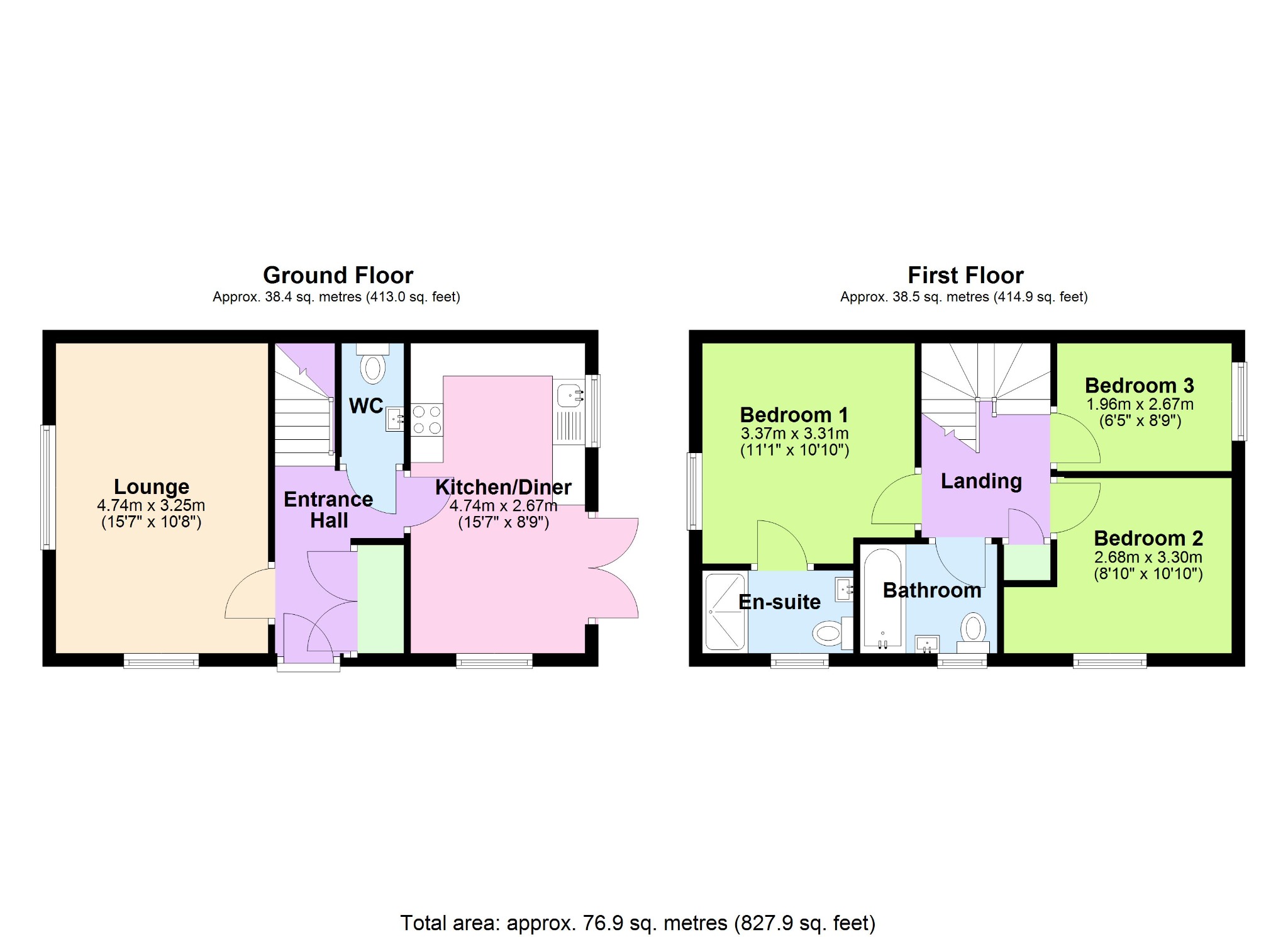 3 bed semi-detached house for sale in Austen Drive, Dunstall Park, Tamworth, Staffordshire, B78 - Property floorplan