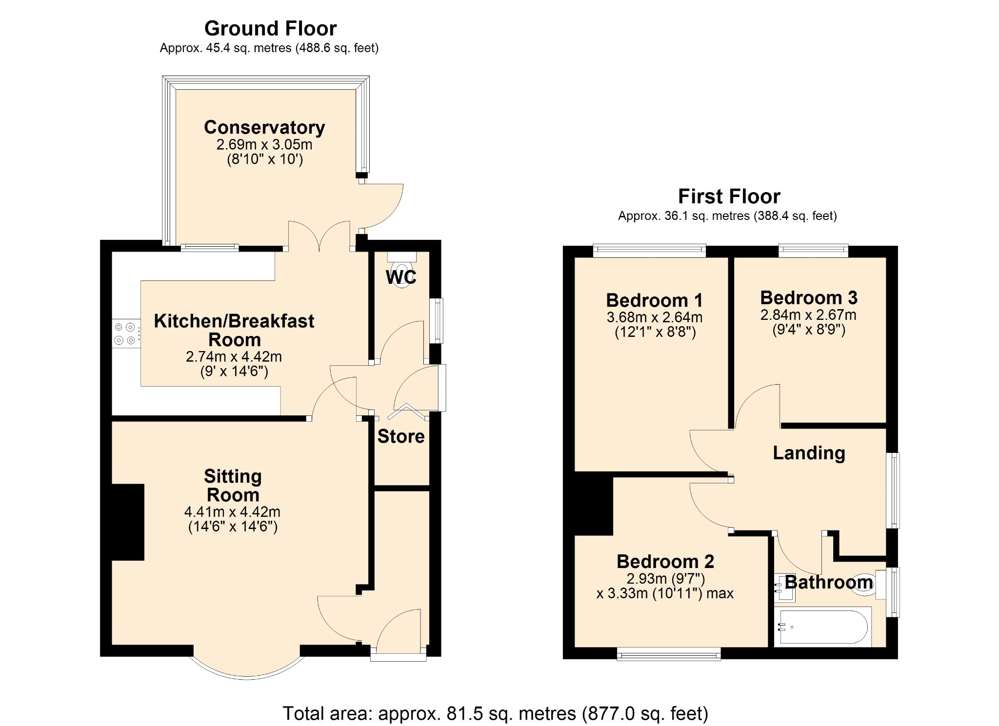 3 bed semi-detached house for sale in Uttoxeter Road, Alton, Staffordshire - Property floorplan