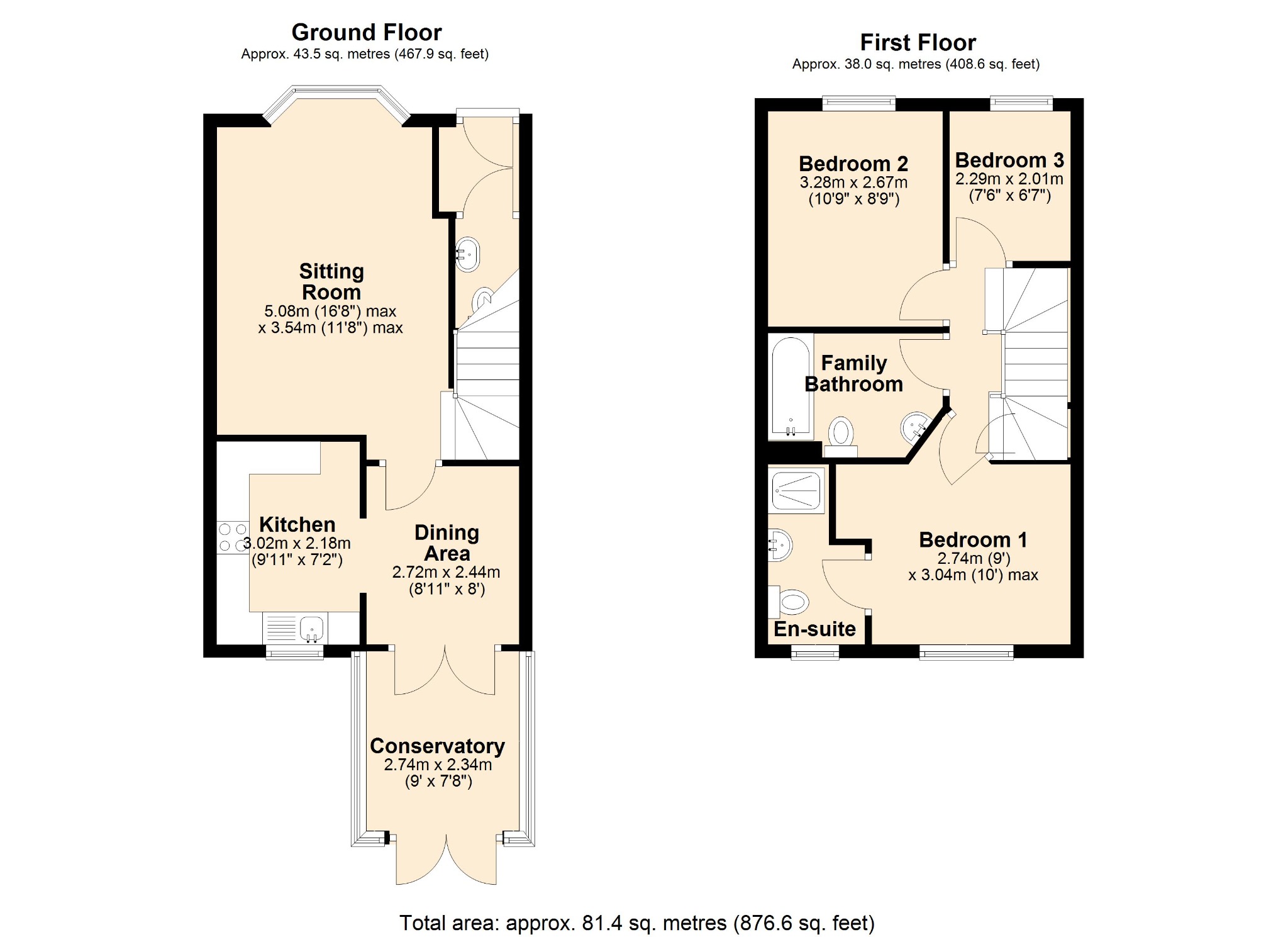 3 bed semi-detached house for sale in Bernard Gadsby Close, with parking, Ashbourne - Property floorplan