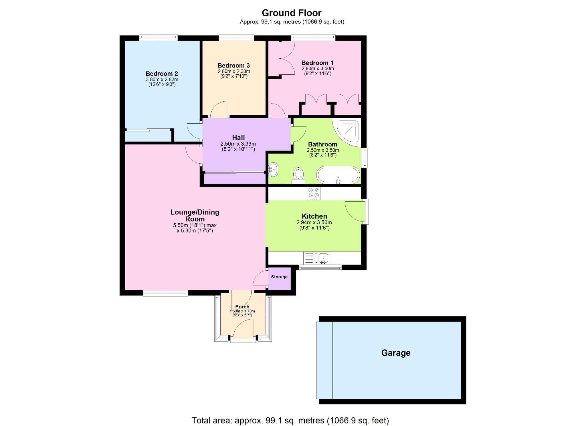 3 bed semi-detached bungalow for sale in Fledburgh Drive, Sutton Coldfield - Property floorplan