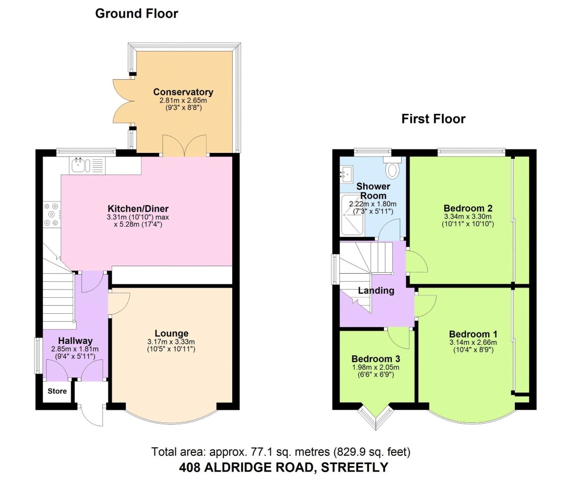 3 bed semi-detached house for sale in Aldridge Road, Streetly - Property floorplan