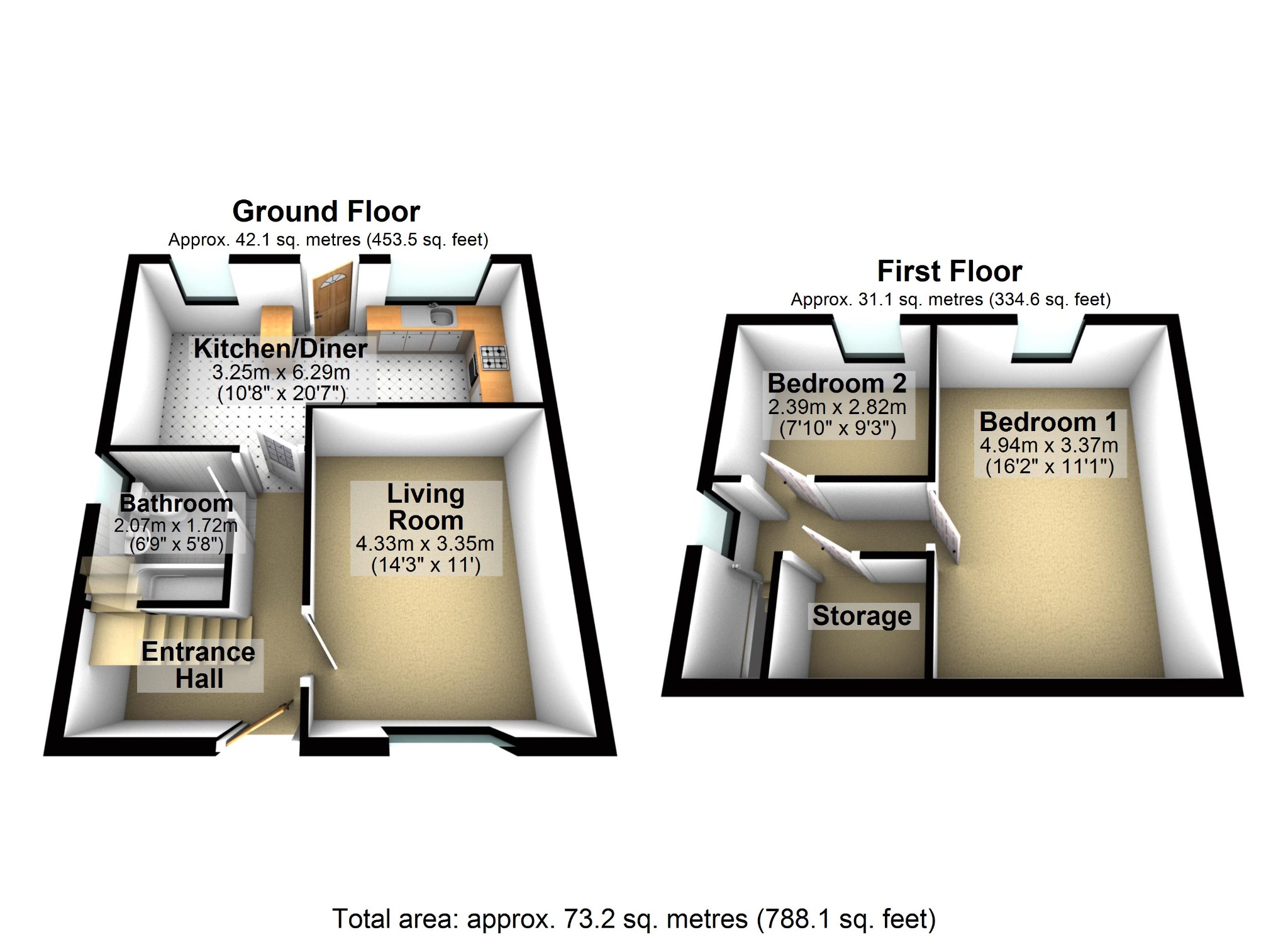 2 bed semi-detached house for sale in Roseberry Way, Haslington, CW1 5PZ - Property floorplan