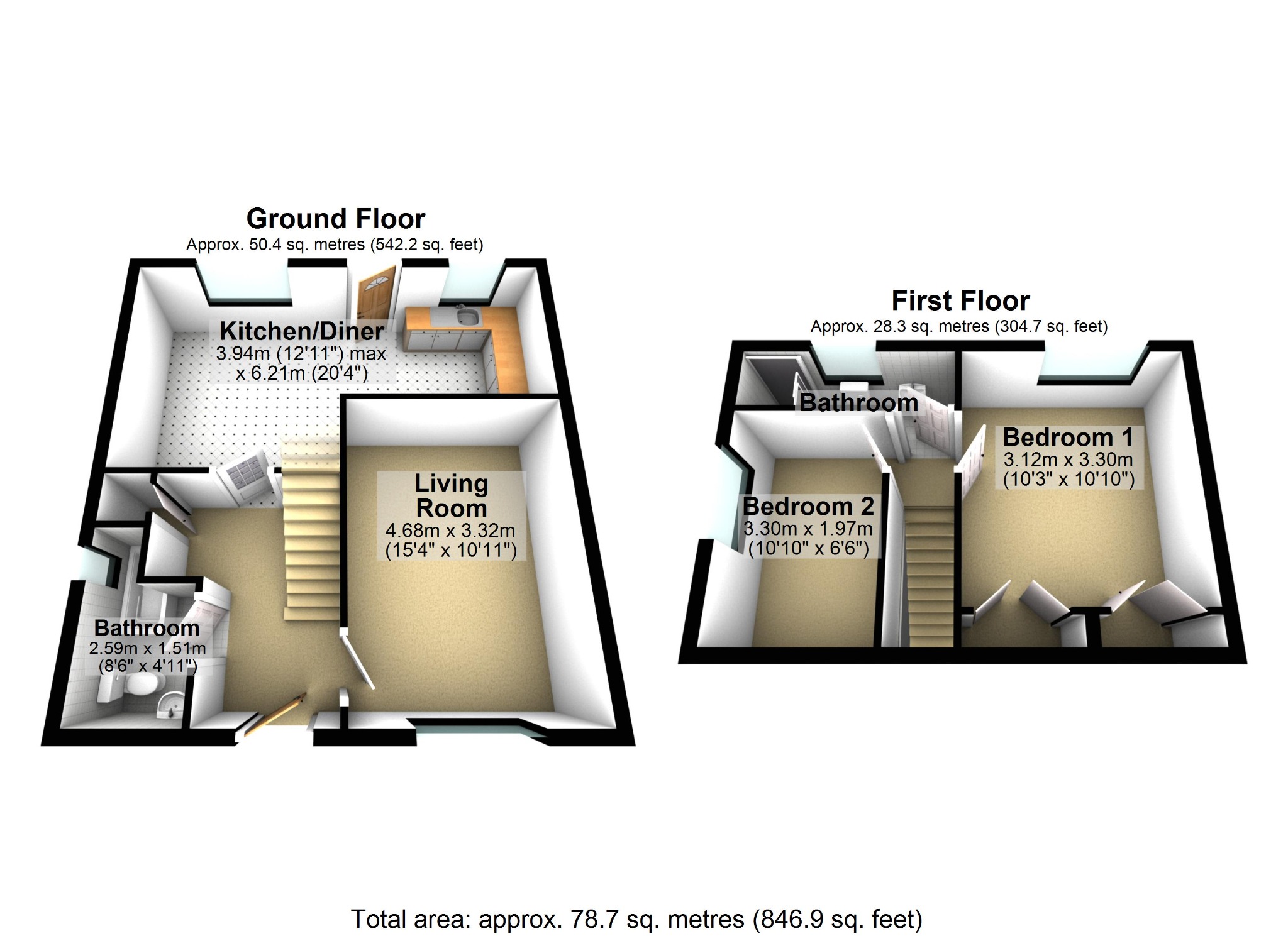 2 bed semi-detached house for sale in Kingsley Road, Haslington, Cheshire, CW1 5PG - Property floorplan