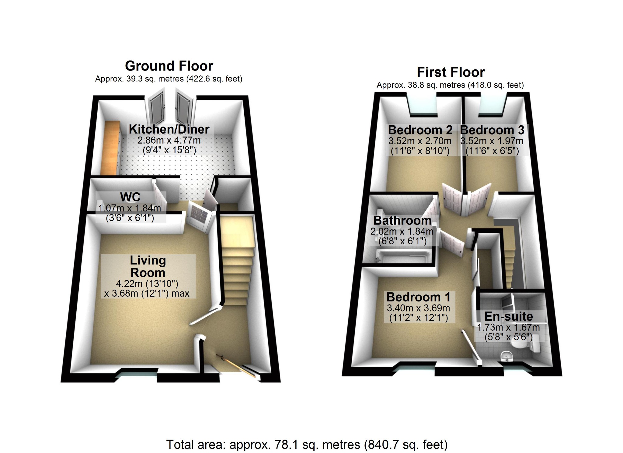 3 bed semi-detached house for sale in Mercer Place, Sandbach, Cheshire, CW11 3DZ - Property floorplan