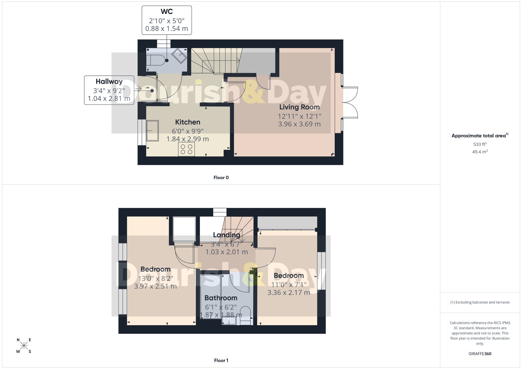 2 bed end of terrace house for sale in Portchester Lane, Stafford, ST16 - Property floorplan