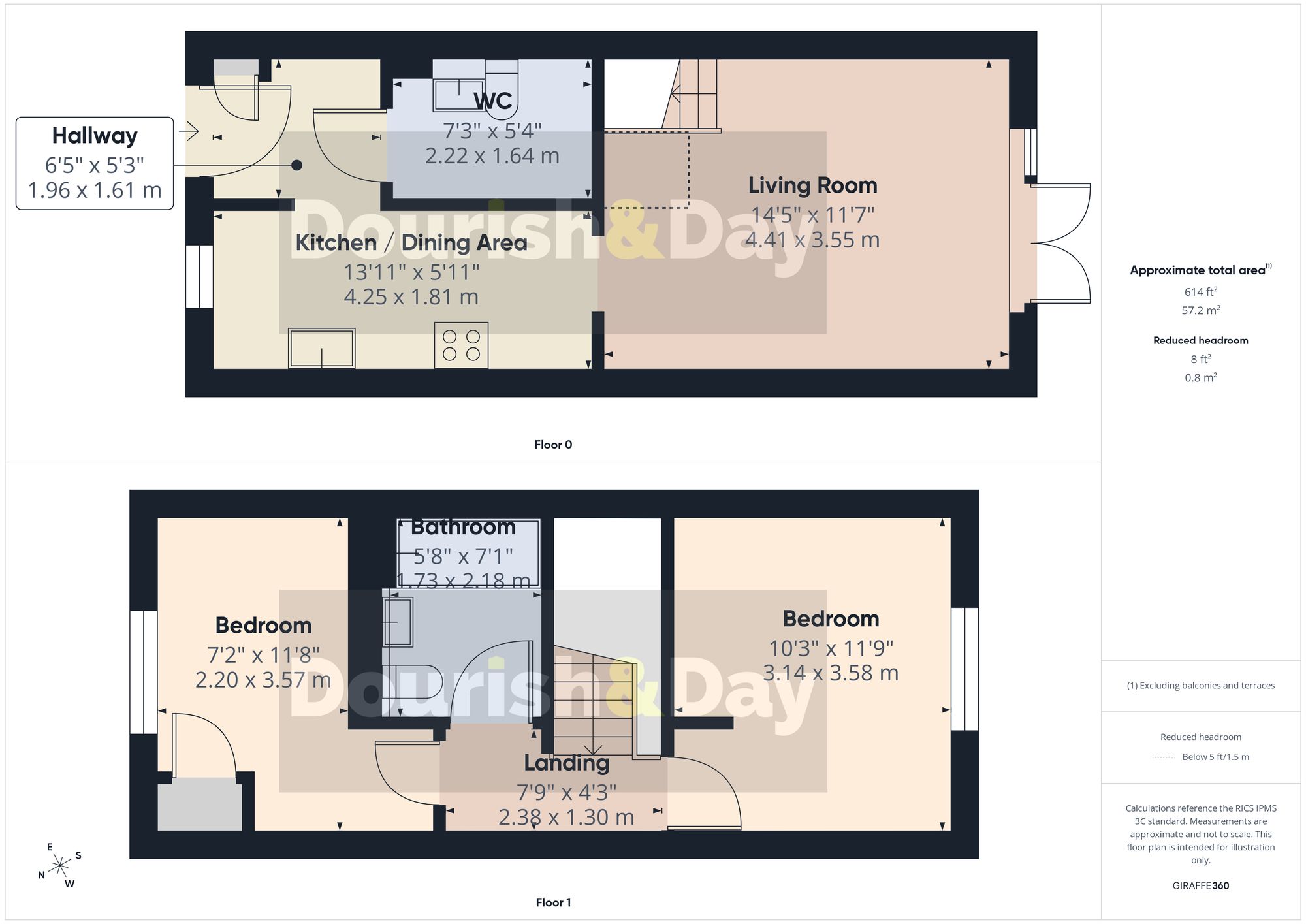 2 bed mid-terraced house to rent in Lewes Drive, Staffordshire, ST16 - Property floorplan