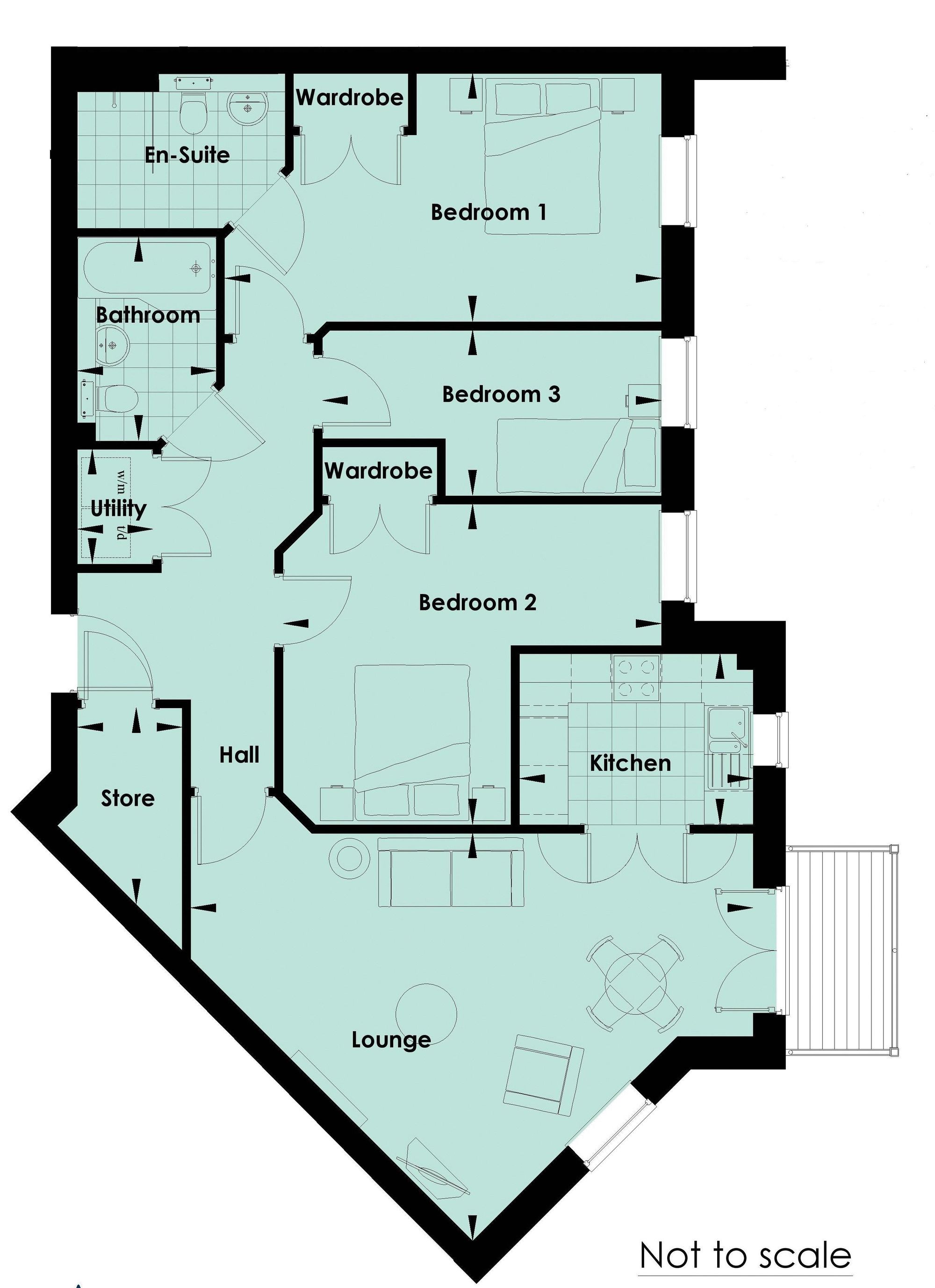 3 bed flat for sale in Eccleshall Road, Brooklands House, ST16 - Property floorplan