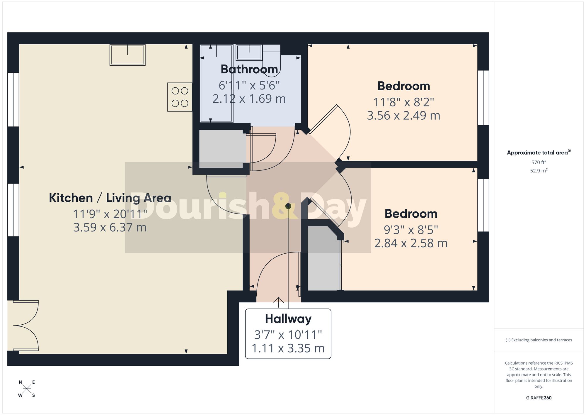 2 bed flat for sale in Tower Place, St. Georges Parkway, Stafford, ST16 - Property floorplan