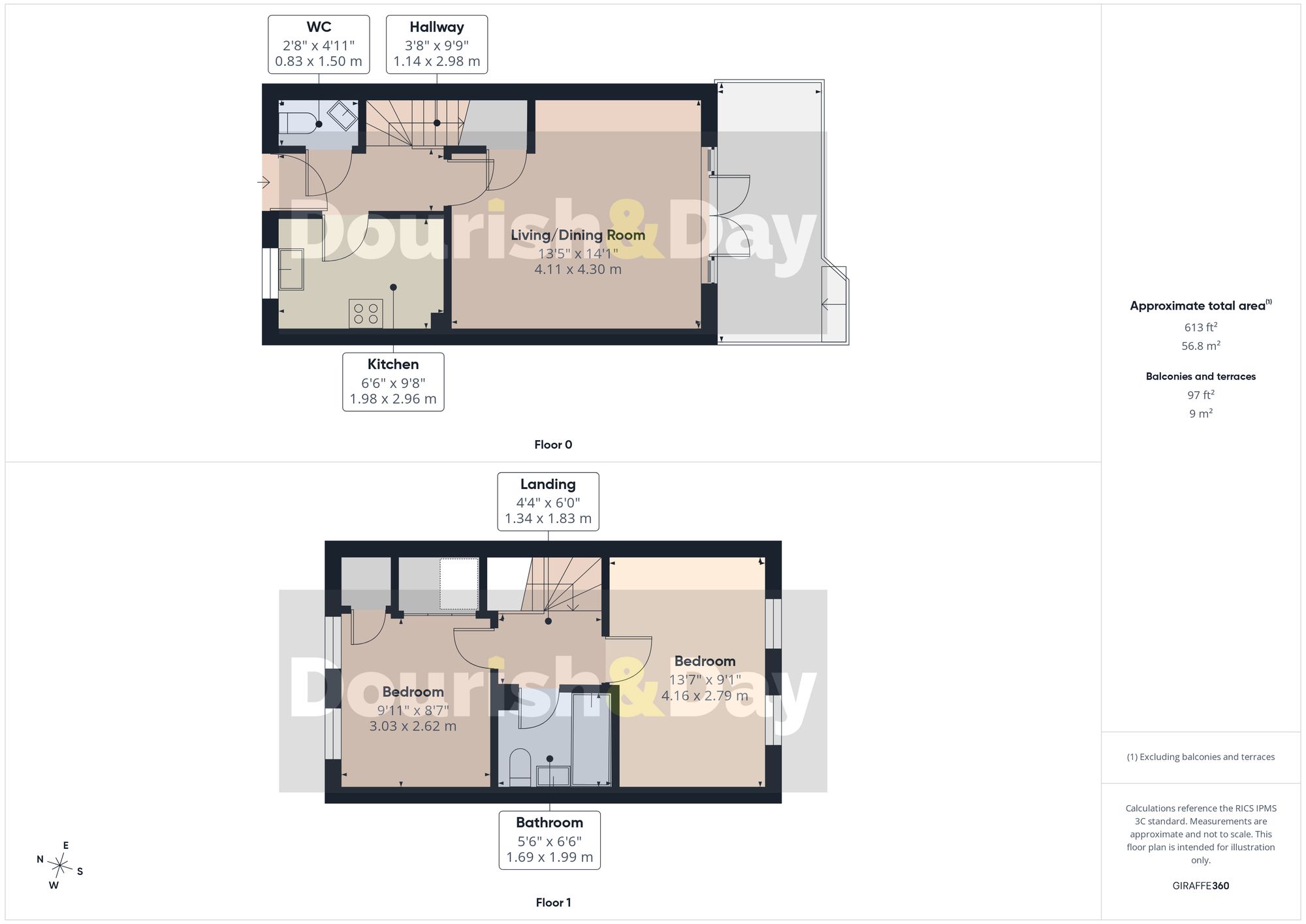 2 bed mid-terraced house for sale in Dewsbury Crescent, Stafford, ST18 - Property floorplan