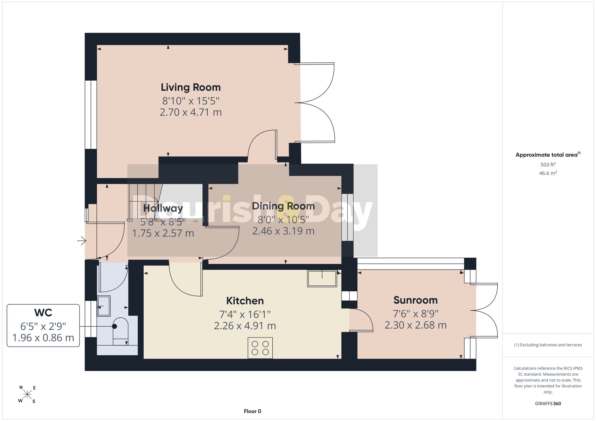 3 bed semi-detached house for sale in Littleton Crescent, Penkridge, ST19 - Property floorplan