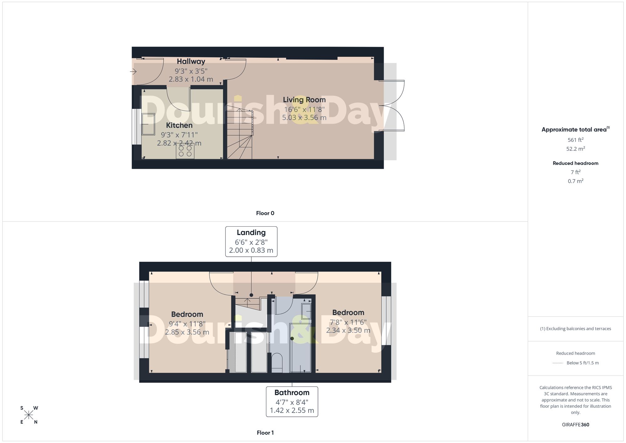 2 bed terraced house for sale in Grissom Close, Stafford, ST16 - Property floorplan