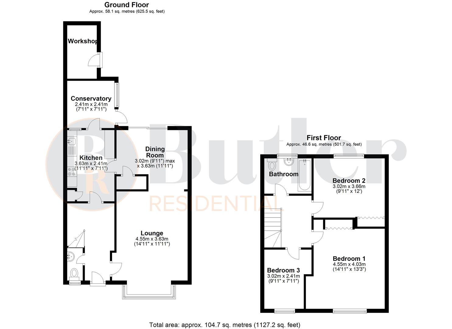 3 bed terraced house for sale in Greville Close, Hatfield - Property Floorplan