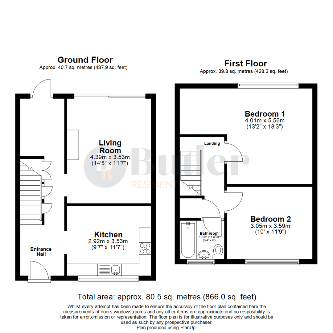 2 bed terraced house for sale in Bronte Paths, Stevenage - Property Floorplan