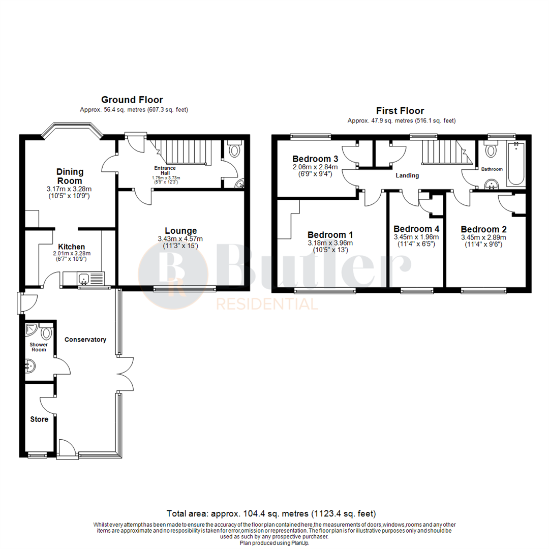 4 bed terraced house for sale in Highover Way, Hitchin - Property Floorplan