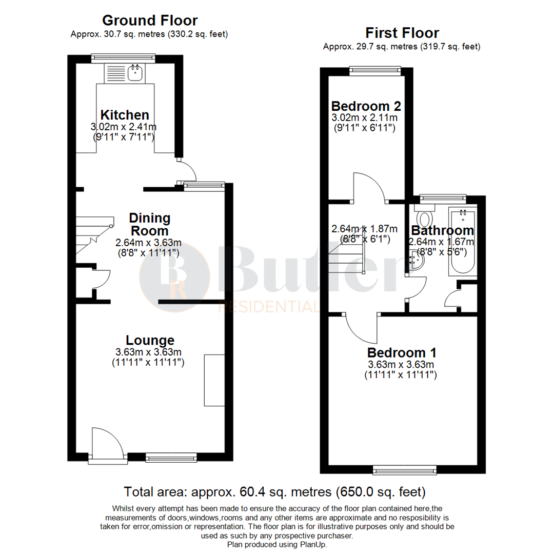 2 bed terraced house for sale in Common Road, Hitchin - Property Floorplan