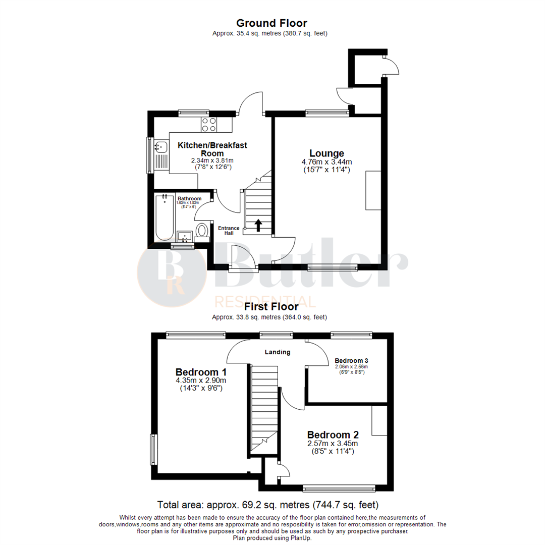 3 bed semi-detached house for sale in Mullway, Letchworth Garden City - Property Floorplan