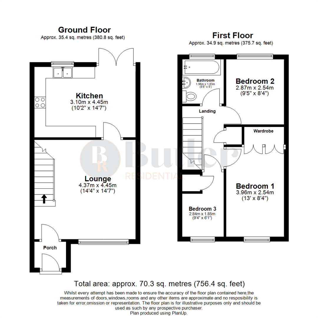 3 bed end of terrace house for sale in Chagny Close, Letchworth Garden City - Property Floorplan