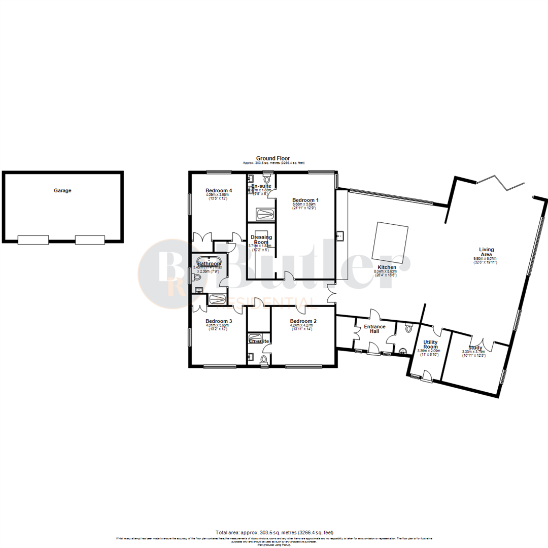 4 bed detached bungalow for sale in Grange View, Blunham - Property Floorplan