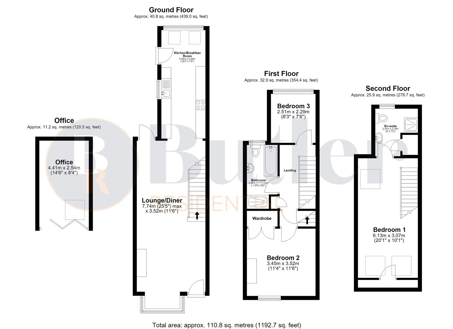 3 bed house for sale in Lancaster Road, Hitchin - Property Floorplan