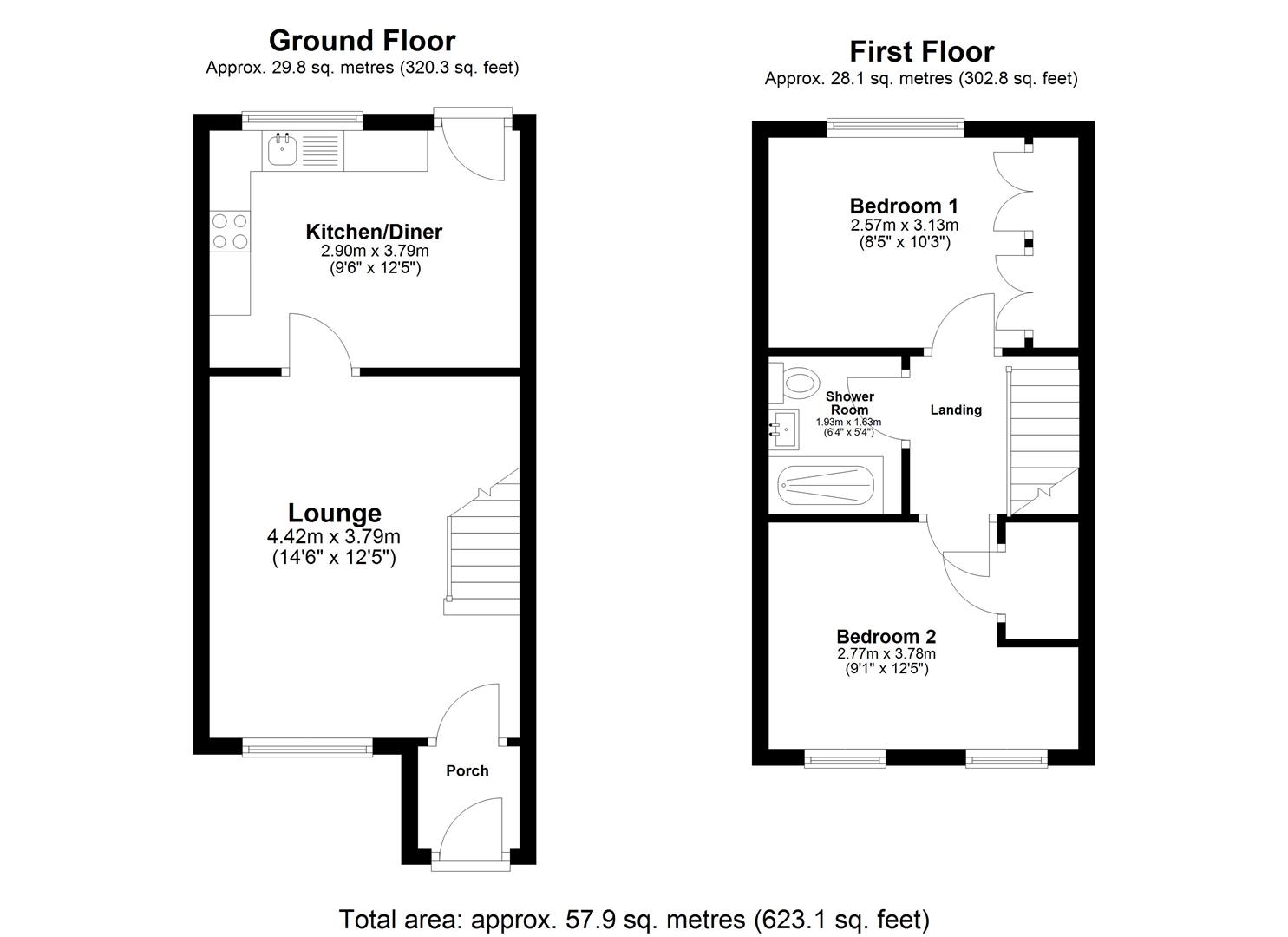 2 bed terraced house for sale in Old Bourne Way, Stevenage - Property Floorplan