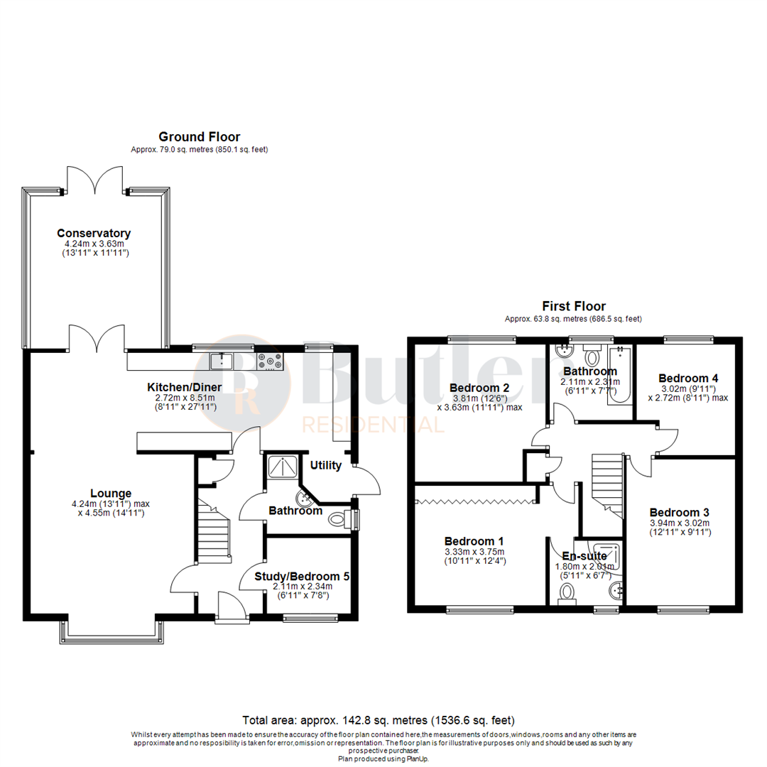 4 bed detached house for sale in Montgomery Avenue, Shefford - Property Floorplan