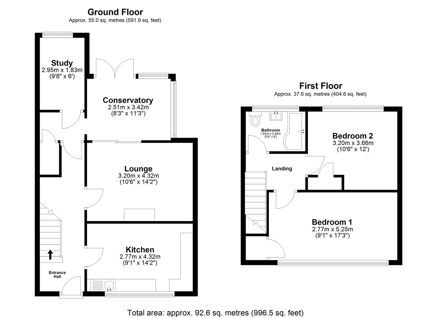 2 bed terraced house for sale in Douglas Drive, Stevenage - Property Floorplan