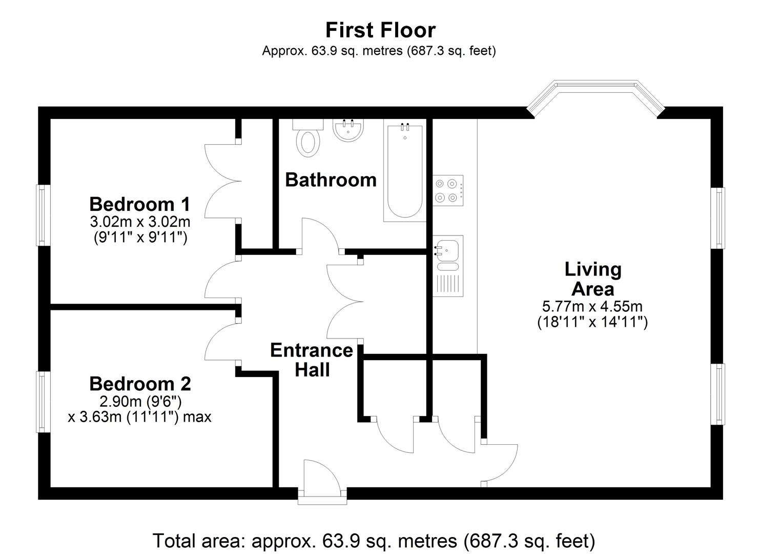 2 bed flat for sale in North Lodge Drive, Cambridge - Property Floorplan