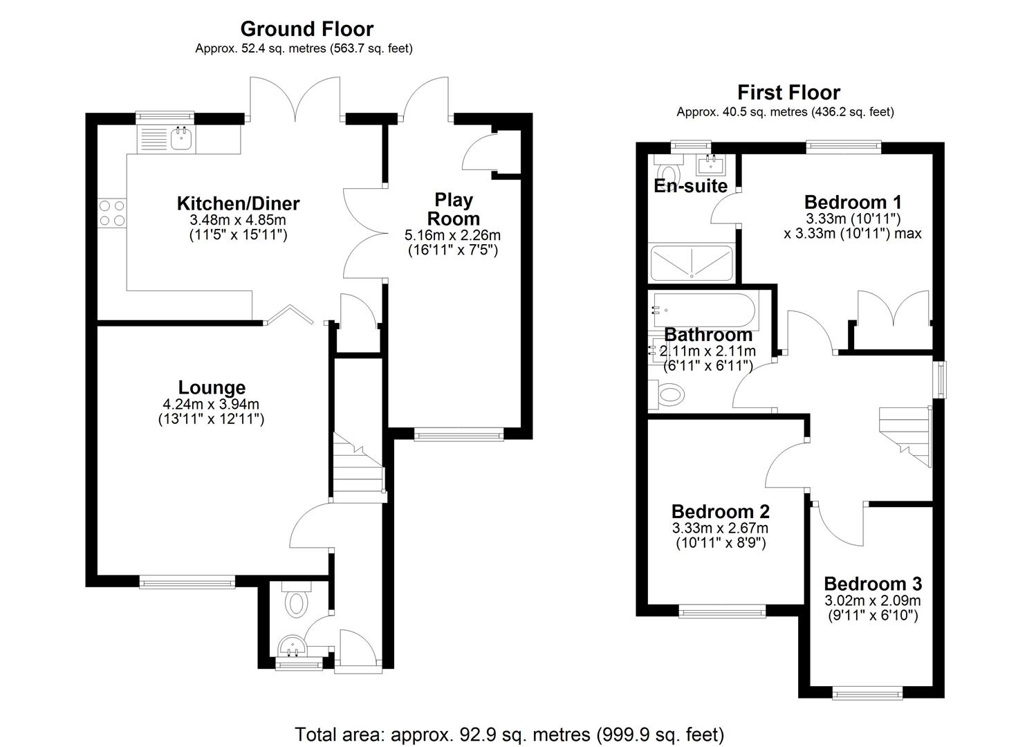 3 bed semi-detached house for sale in Old Bourne Way, Stevenage - Property Floorplan