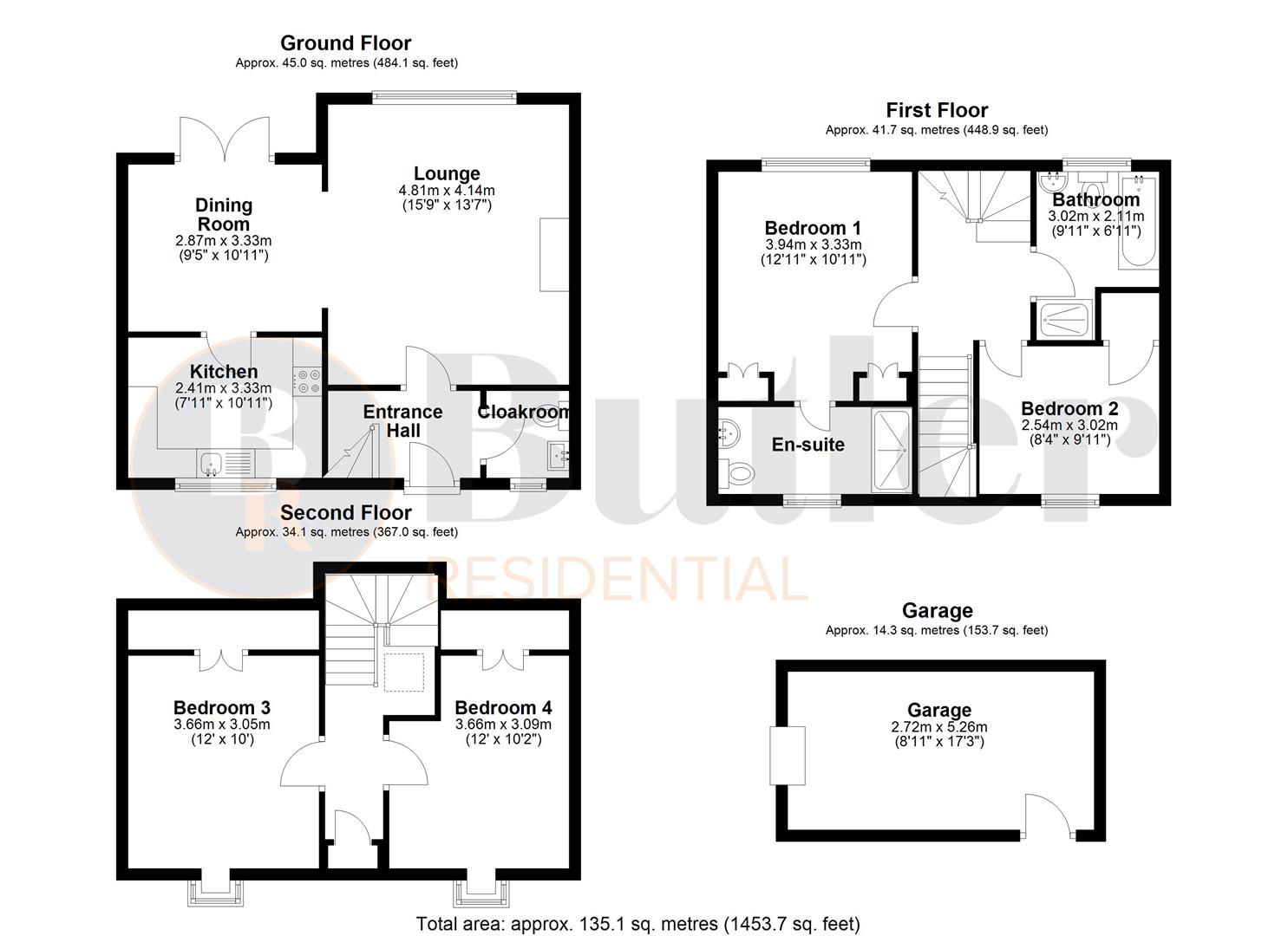 4 bed semi-detached house for sale in Beaufort Drive, St. Neots - Property Floorplan
