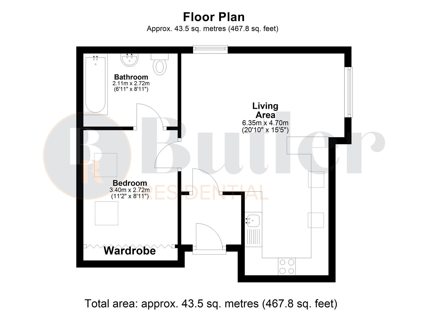1 bed apartment for sale in Wychdell, Stevenage - Property Floorplan
