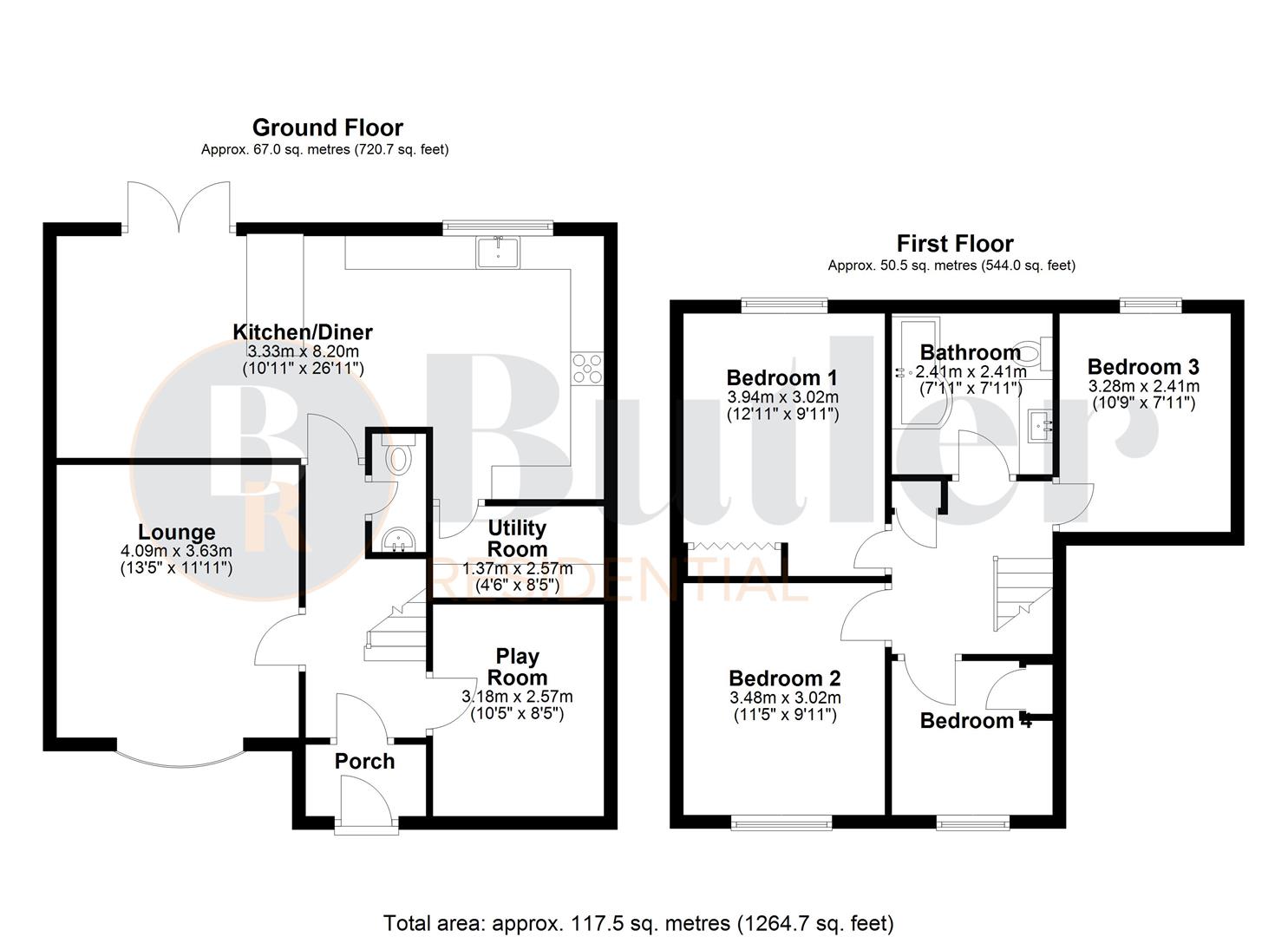 4 bed link detached house for sale in Edinburgh Drive, St. Neots - Property Floorplan
