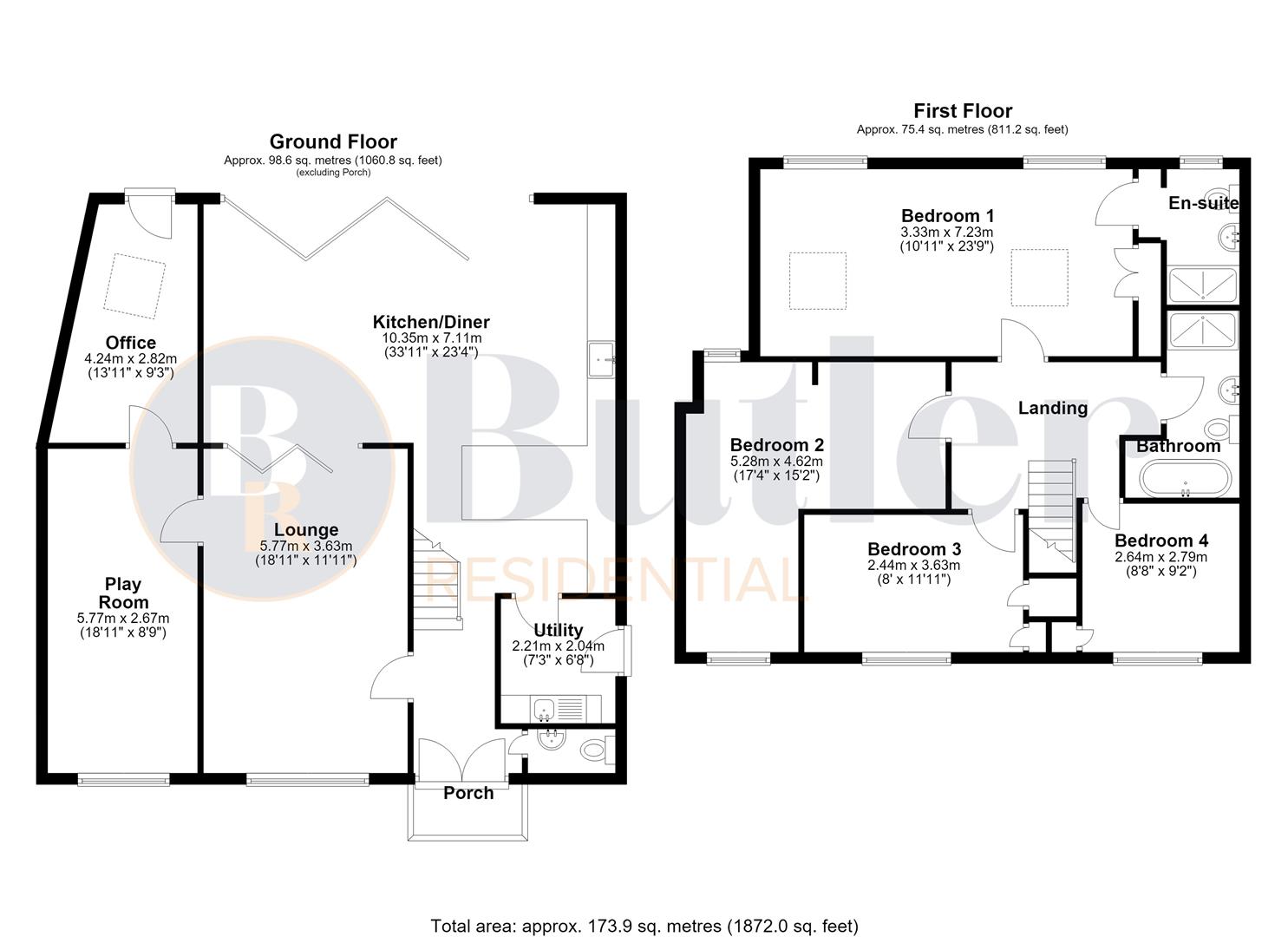 4 bed detached house for sale in Grove Avenue, Harpenden - Property Floorplan