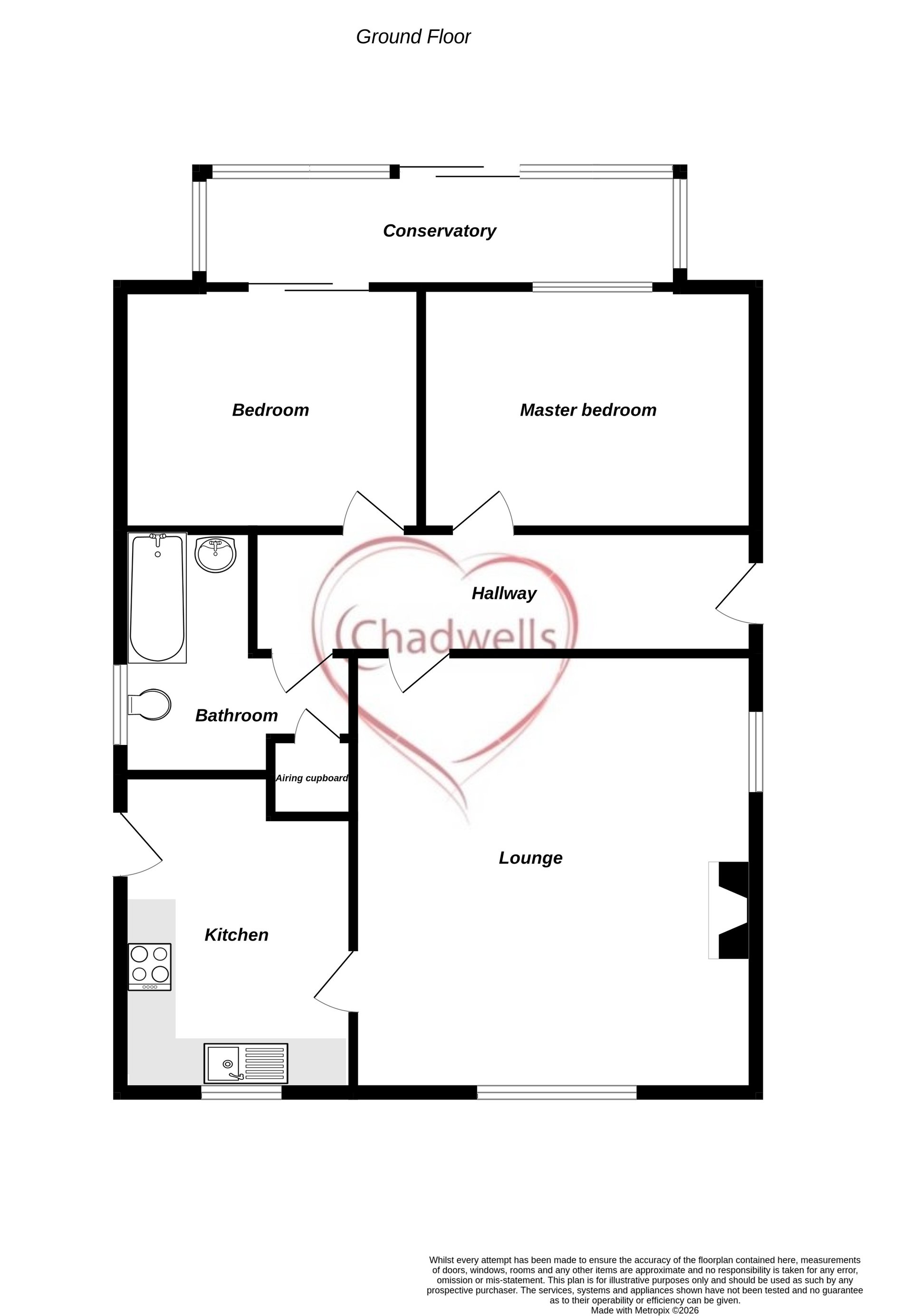 2 bed bungalow to rent in Woodhead Close, Edwinstowe, NG21 - Property floorplan