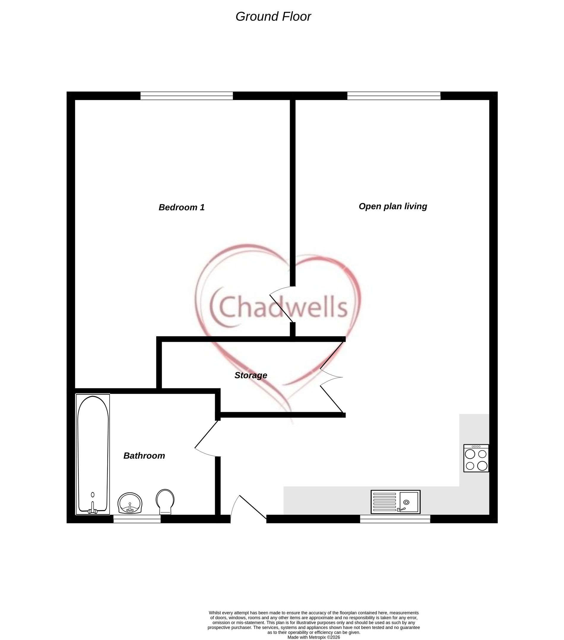 1 bed flat to rent in Whinney Lane, New Ollerton, NG22 - Property floorplan